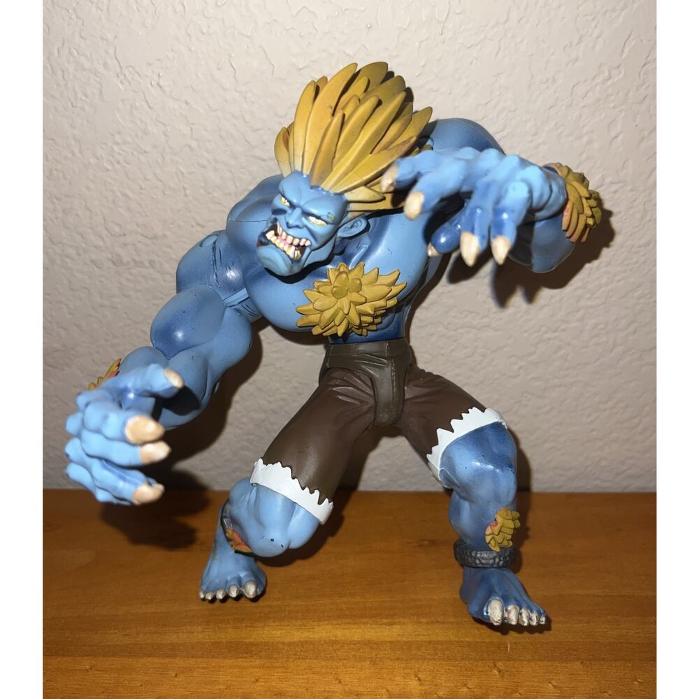 1999 Street Fighter Alpha 3 Blue Blanka Round 1 ReSaurus Action Figure New